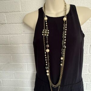 Lia Sophia Elegant Gold and Silver Necklace with Pearls